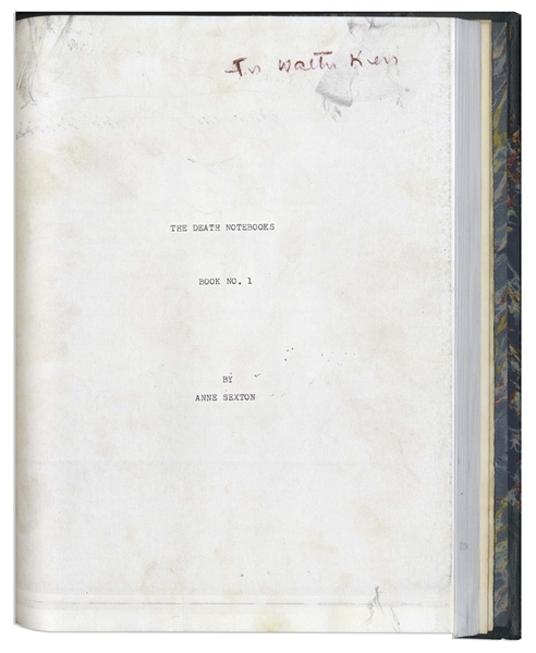Extraordinary Bound Volume of ''raw, unworked poems'' by Anne Sexton in 1973 -- With Two Letters Signed to Critic Walter Kerr, Whom She Sent Them to, One Day After She Finished the Drafts